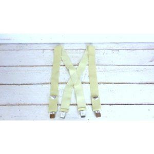 Wide tan / light brown stretch clip suspenders